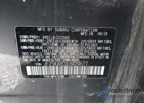 2020 Subaru Forester Sport z USA, uszkodzony, nr VIN JF2SKARC0LH424677